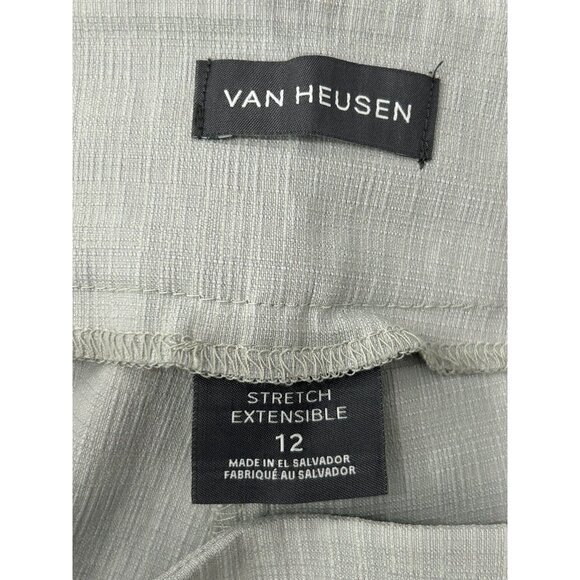 Van Heusen Stretch Extensible Cropped Pants Gray Sz 12 Neutral Business Casual - Picture 5 of 10